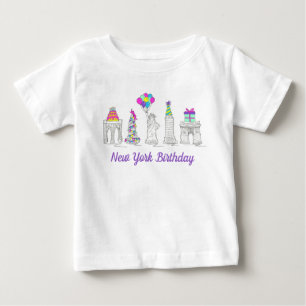 New York City NYC Landmarks Birthday Party Baby T-Shirt