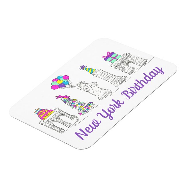 New York City NYC Landmarks Birthday Party Magnet (Left Side)