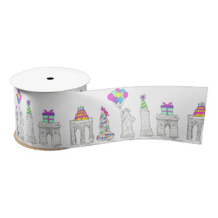 New York City NYC Landmarks Birthday Party Satin Ribbon