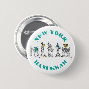 New York City NYC Landmarks Hanukkah Holiday 6 Cm Round Badge