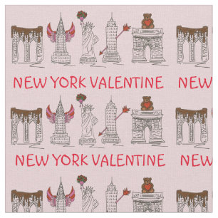 New York City NYC Landmarks Love Valentine's Day Fabric