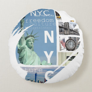 New York City Nyc Round Cushion