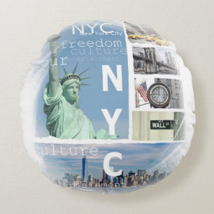 New York City Nyc Round Cushion
