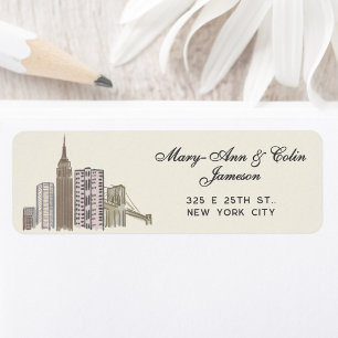 New York City NYC skyline Return Address Label