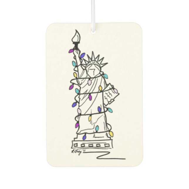New York City NYC Statue of Liberty Holiday Lights Car Air Freshener (Front)