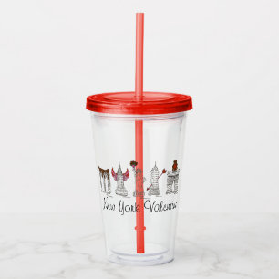 New York City NYC Valentine Holiday Landmarks Acrylic Tumbler