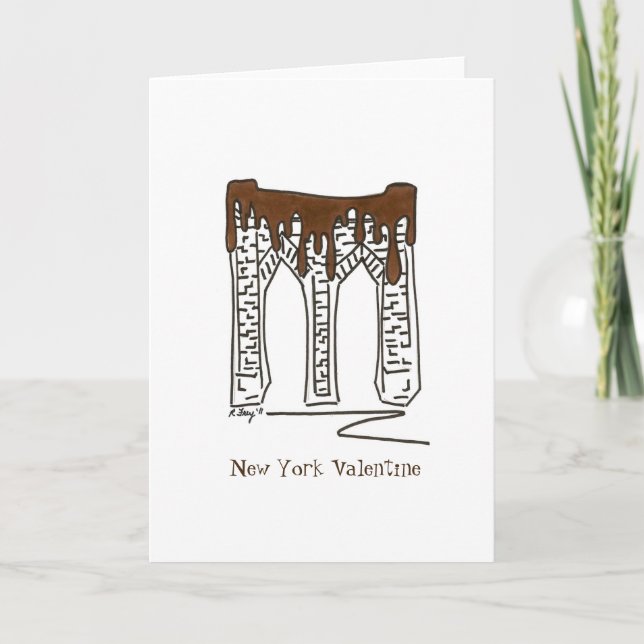 New York City NYC Valentine's Day Brooklyn Bridge Holiday Card (Front)