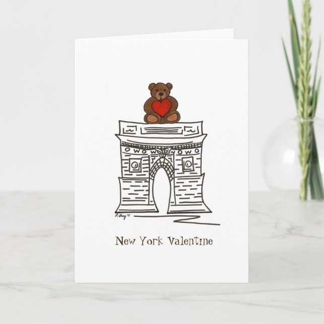New York City NYC Valentine's Day Landmark Arch Holiday Card (Front)