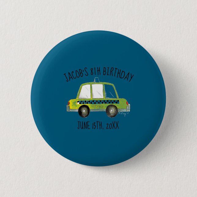 New York City Nyc Yellow Taxi Cab Birthday Party  6 Cm Round Badge (Front)