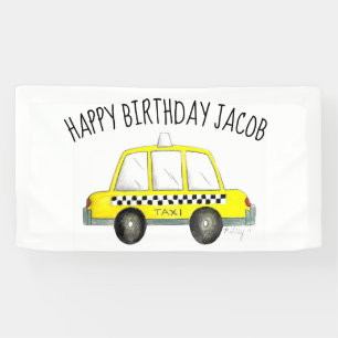 New York City NYC Yellow Taxi Cab Birthday Party Banner