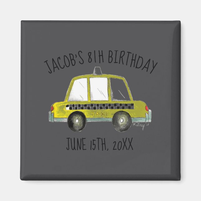 New York City Nyc Yellow Taxi Cab Birthday Party  Magnet (Front)