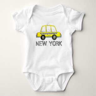 New York City NYC Yellow Taxi Chequered Cab Car Baby Bodysuit