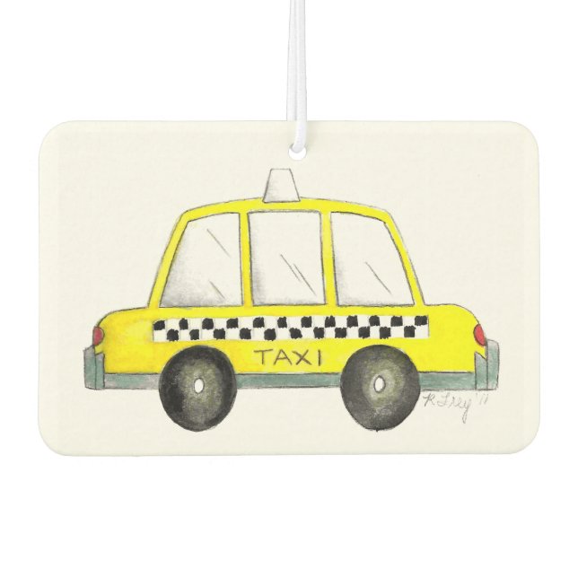 New York City NYC Yellow Taxi Chequered Cab Car Car Air Freshener (Front)