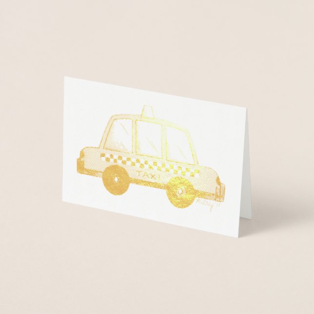 New York City NYC Yellow Taxi Chequered Cab Car Foil Card (Front)