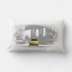 New York City Nyc Yellow Taxi Pop Art Lumbar Cushion