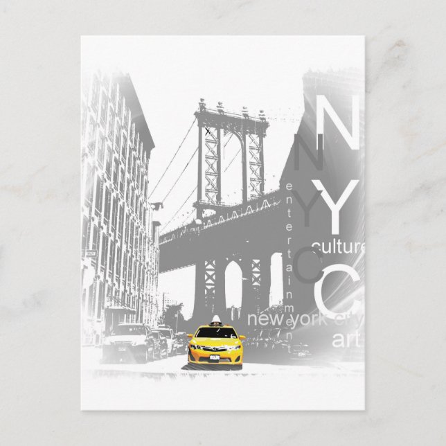 New York City Nyc Yellow Taxi Pop Art Postcard (Front)