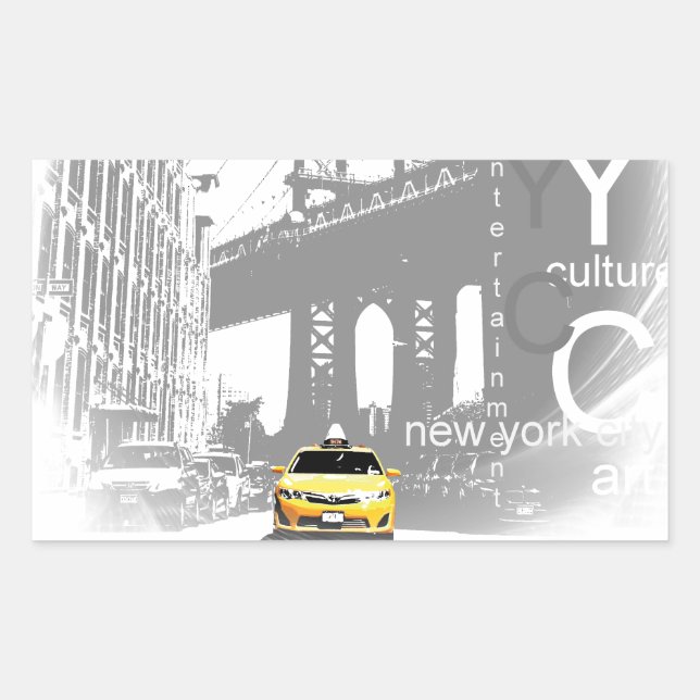 New York City Nyc Yellow Taxi Pop Art Rectangular Sticker (Front)