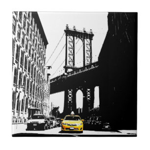 New York City Nyc Yellow Taxi Pop Art Tile