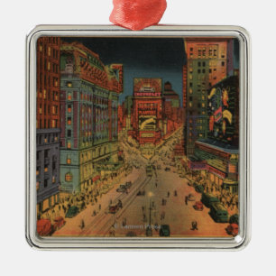 New York City, NYNight View of Times Square Metal Tree Decoration
