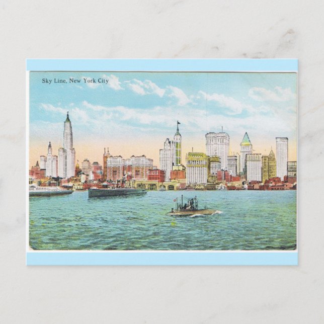 New York City Old Skyline Postcard (Front)