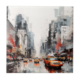 New York City, painted landscape. Tile