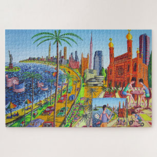 New York City Painting Raphael Perez Jigsaw Puzzle