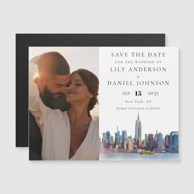 New York City Photo Wedding Save The Date Magnetic Invitation (Front/Back)
