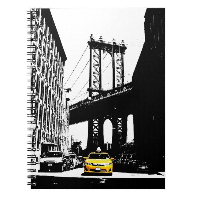 New York City Pop Art Nyc Yellow Taxi Brooklyn Notebook (Front)