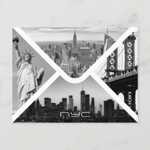 New York City post envelope images black white Postcard