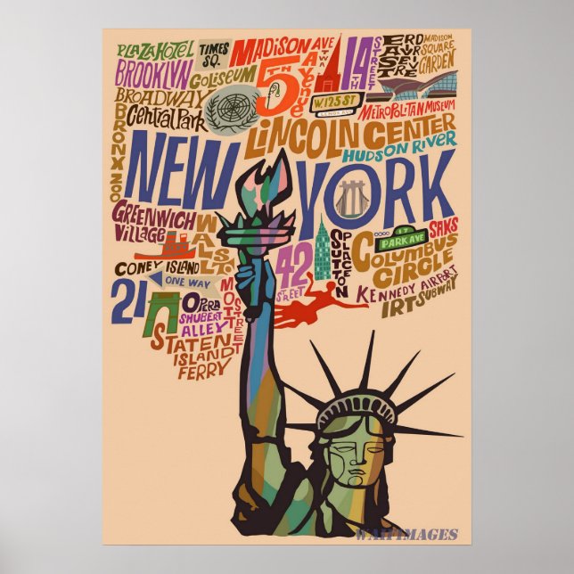 new york city poster, nyc skyline art, manhattan w poster (Front)