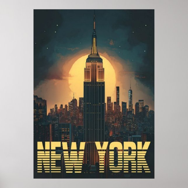 new york city poster, nyc skyline art, manhattan w poster (Front)