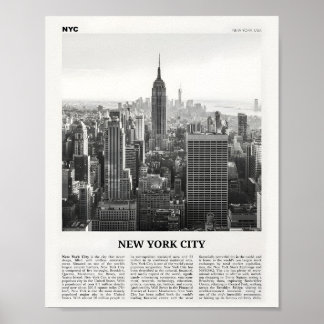 New York City Print Black and White Skyline