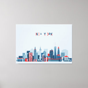 New York City Red, White and Blue Canvas Print