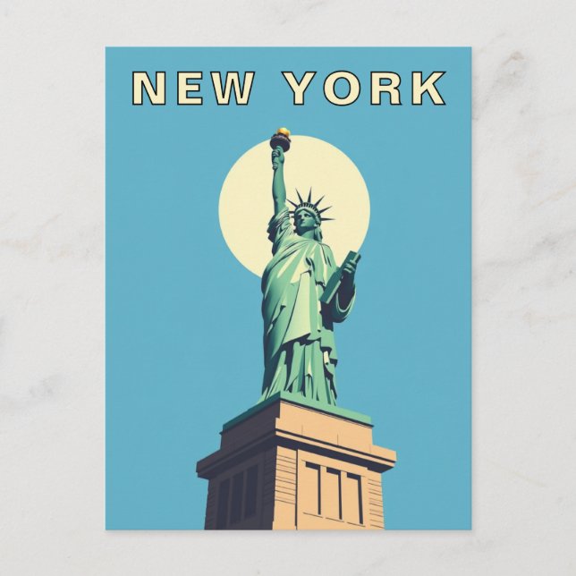 New York City Retro Statue of Liberty Postcard (Front)