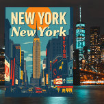 New York City Retro Vintage Travel Art Postcard<br><div class="desc">Step back in time with this vintage-inspired New York City travel poster. Featuring iconic landmarks like the Statue of Liberty,  Empire State Building,  and Brooklyn Bridge,  this design captures the charm and history of New York with a 1950s retro aesthetic.</div>