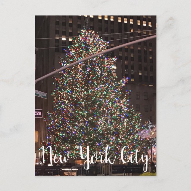 New York City Rockefeller Centre Christmas Tree Holiday Postcard (Front)