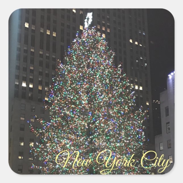 New York City Rockefeller Centre Christmas Tree NY Square Sticker (Front)