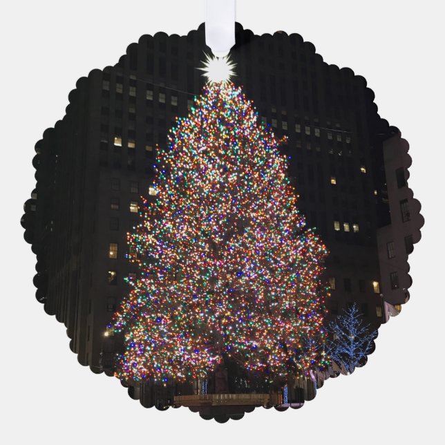 New York City Rockefeller Centre Christmas Tree Tree Decoration Card (Front)