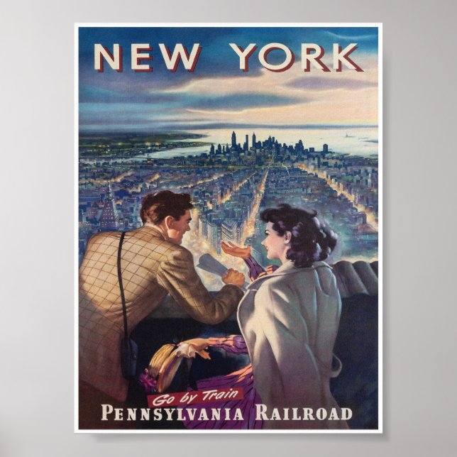 New York City Romance Vintage Travel Poster (Front)