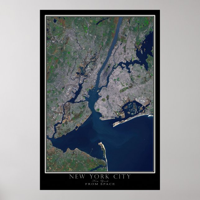 New York City Satellite Poster Map (Front)