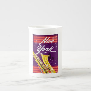 New York City saxophone travel poster Bone China Mug