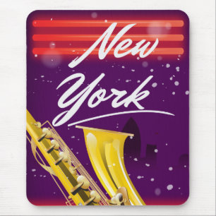 New York City saxophone travel poster Mouse Mat
