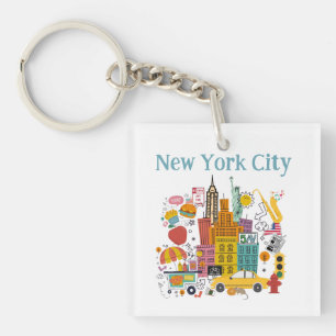 New York City Signs Colourful Style Keychain