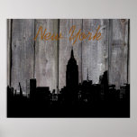 New York City Silhouette Pop Art Poster<br><div class="desc">Black & White Artistic New York City Night Digital Image - United States of America's Major Cities</div>