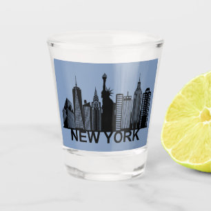 New York city silhouette Shot Glass