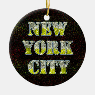 New York City Silver Gold Glitters Ceramic Tree Decoration