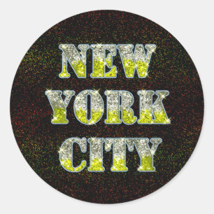 New York City Silver Gold Glitters Classic Round Sticker