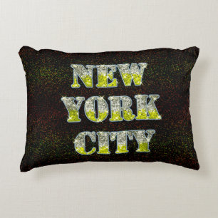 New York City Silver Gold Glitters Decorative Cushion