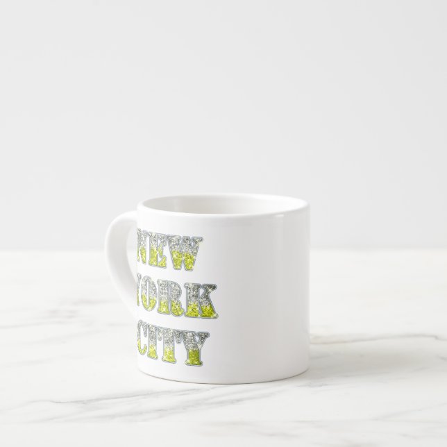 New York City Silver Gold Glitters Espresso Cup (Front Left)