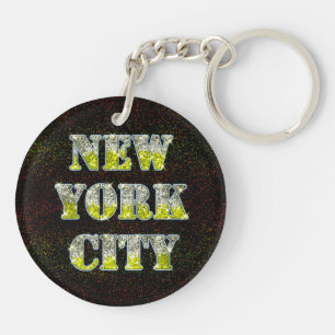 New York City Silver Gold Glitters Key Ring